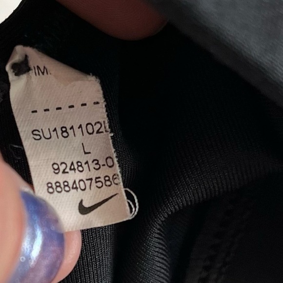 Nike Womens Just Do It Logo Sport Bra Size Large Black And White Classic Basic - Picture 7 of 8